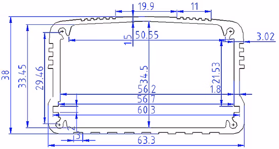 Prototype de coque électronique boîtier électronique en aluminium extrudé/boîtier d'extrusion d'aluminium boîtier de carte PCB 63*38mm